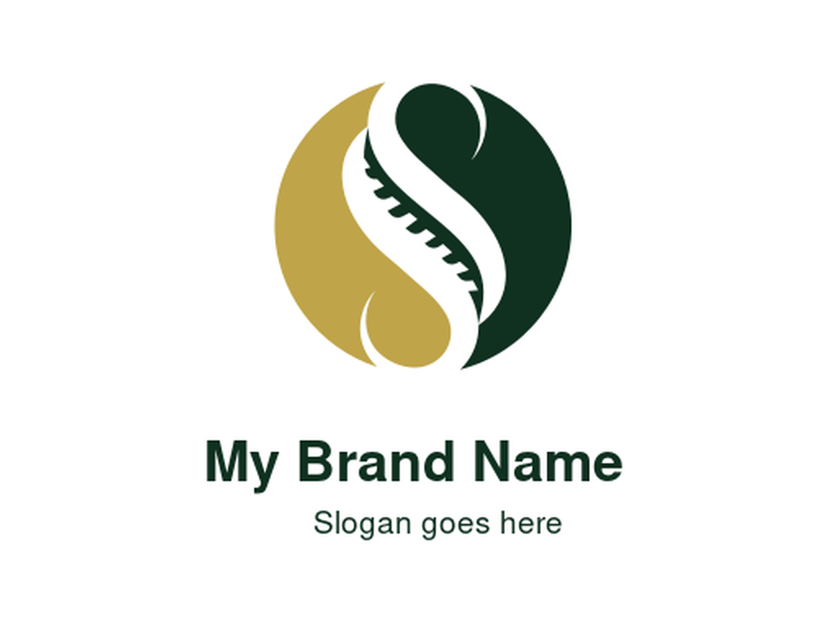 Sophisticated Green and Gold Yin-Yang Spine Logo Design for Holistic Chiropractic and Wellness Therapy Practices